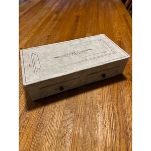 Vintage Style Gray‎ Marble Paper Stationery Box Jewelry Chest with Drawers Gold
